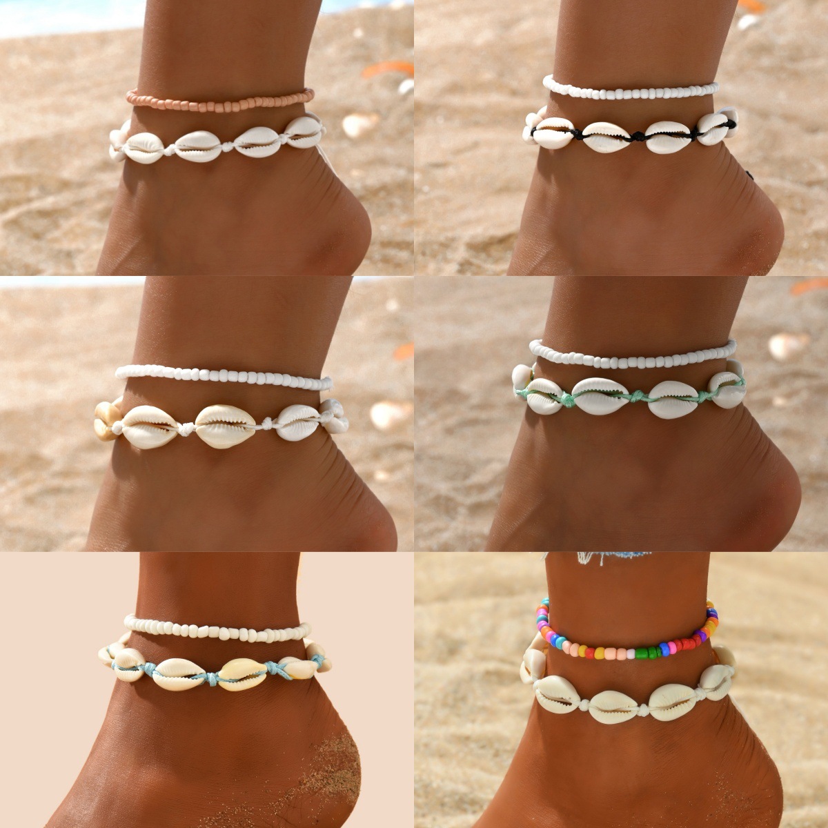 Body Jewelry Leg Chain - Tobilleras de concha Natural bohemias para