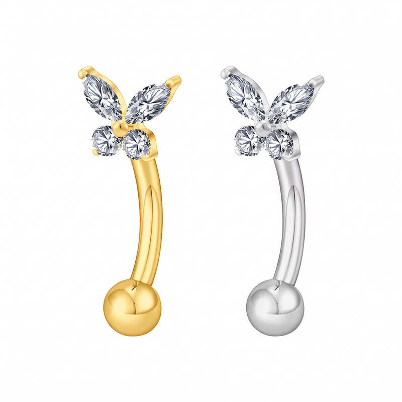 Body Jewelry Vertical Labret - Pendiente de barra curva de titanio