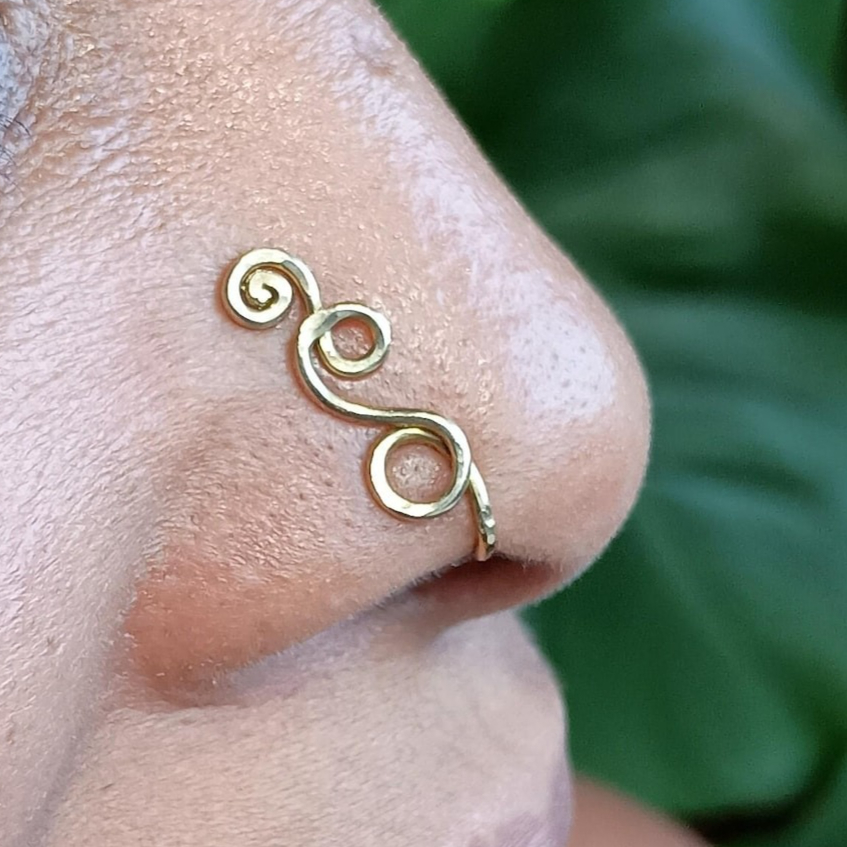 Body Jewelry Septum - Anillo de Piercing Falso, Chapado en