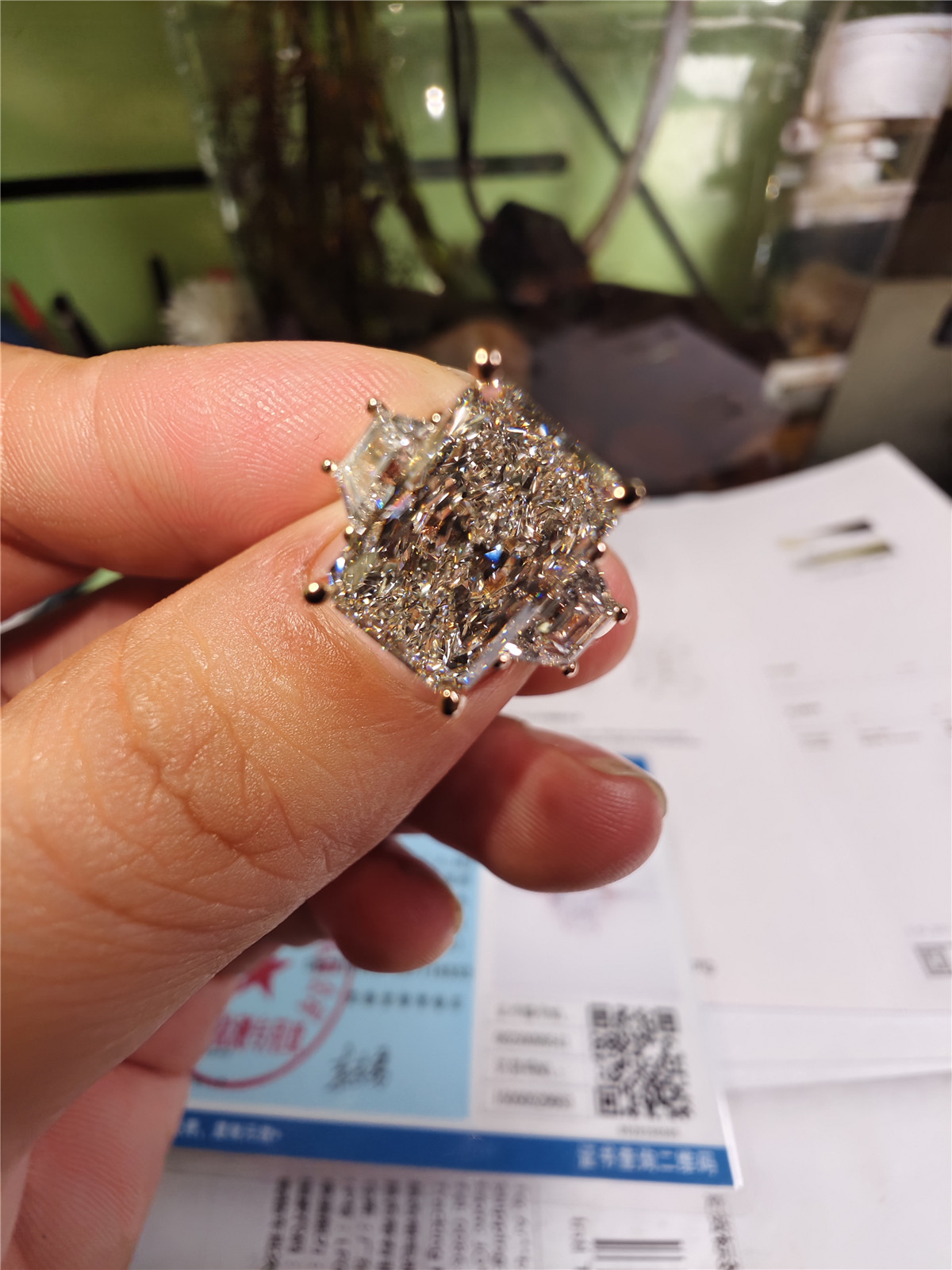 Body Jewelry Vch - Anillo de tres piedras de corte