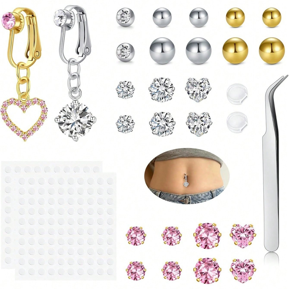 Body Jewelry Piercing - Piercing Falso Dorado para Ombligo con
