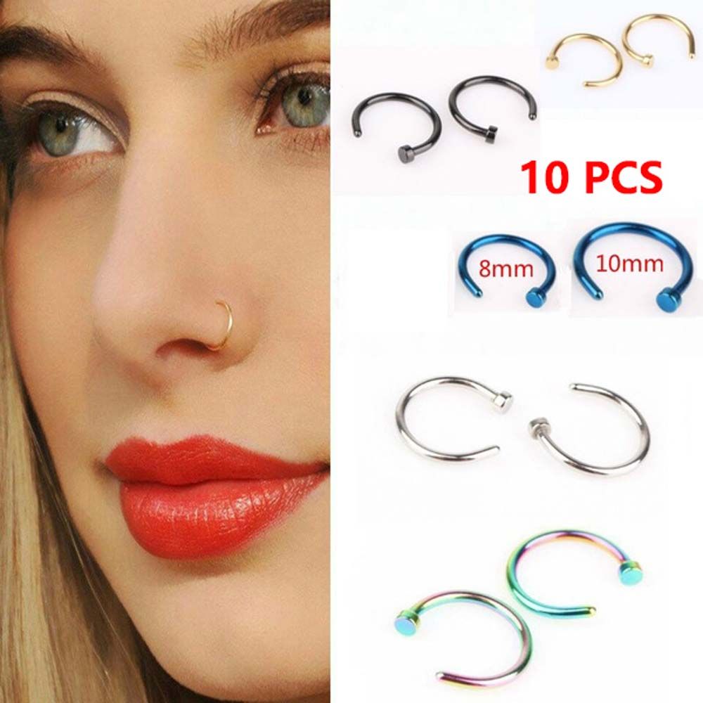 Body Jewelry Nose Studs - 10 piezas de acero inoxidable fino