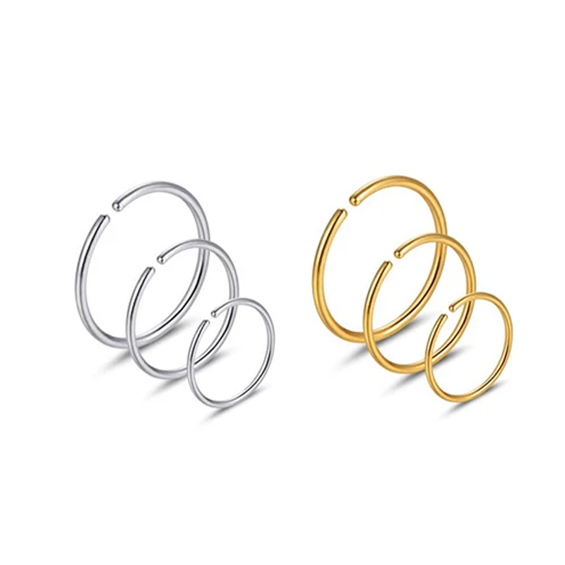 Body Jewelry Nose Studs - Lote de 6 Anillos Hipoalergénicos para