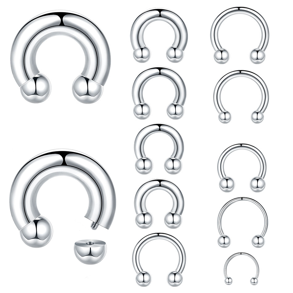 Body Jewelry Gauges - Anillo de herradura de acero inoxidable