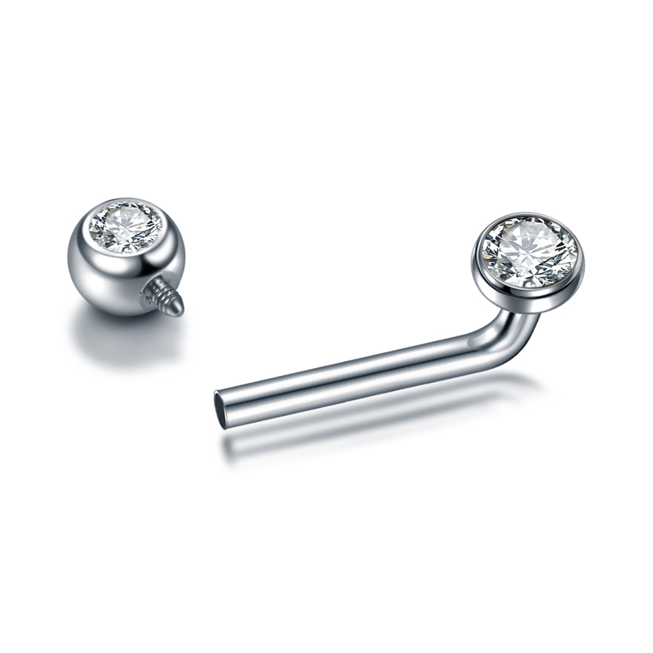 1 pieza G23 titanio CZ barra c - Body Jewelry Vch reseña y precio