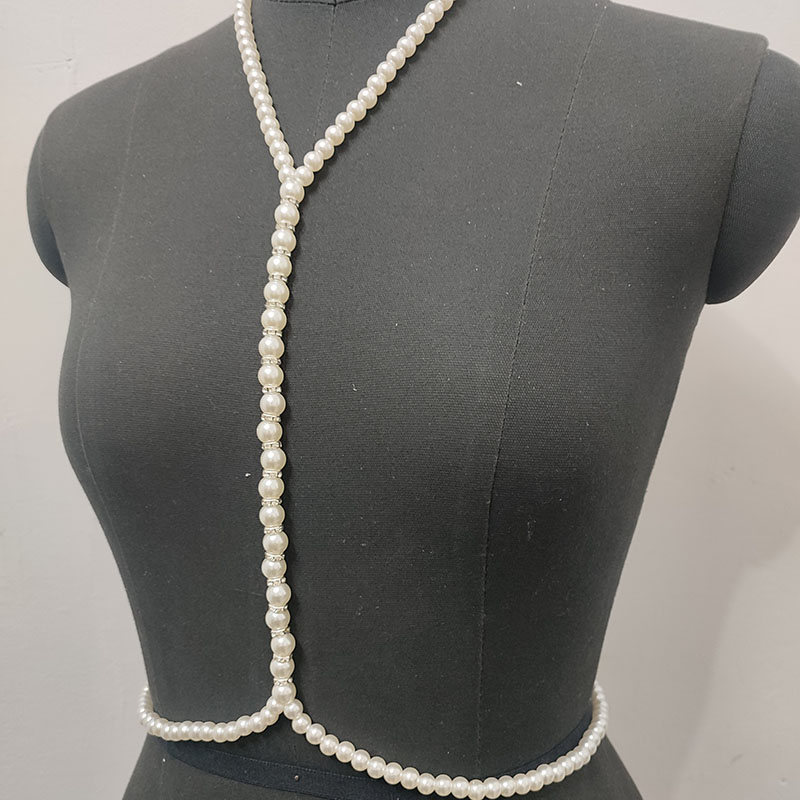 Cadena de arnés de perlas blan - Body Jewelry Hot reseña y precio