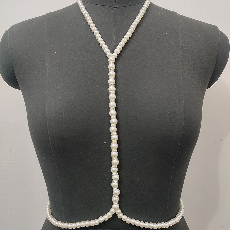 Cadena de arnés de perlas blan - Body Jewelry Hot reseña y precio