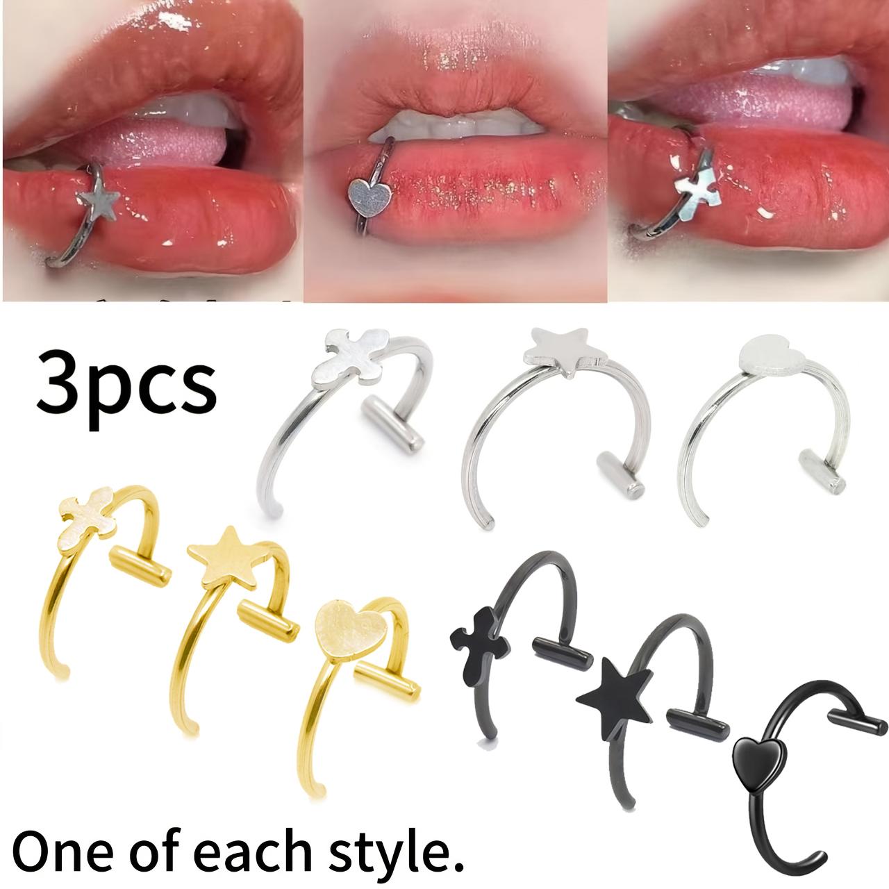 3pcs anillo de labios de acero - Body Jewelry Vertical Labret reseña y precio
