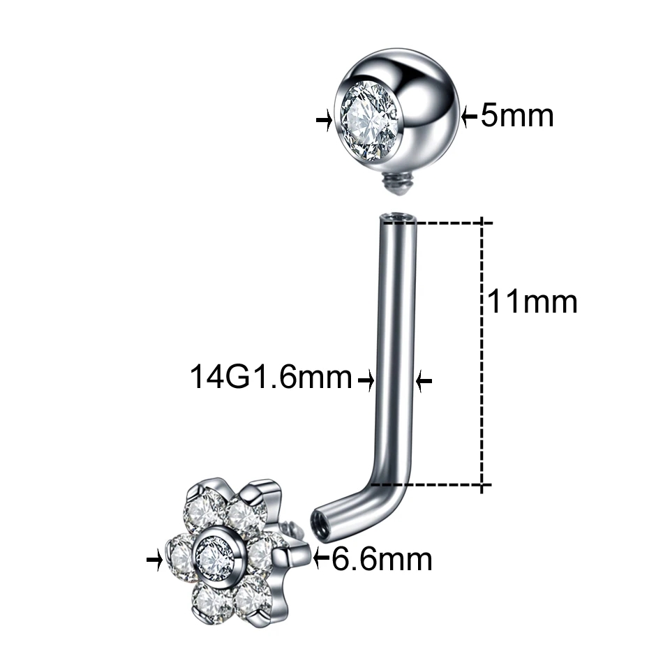Piercings de flor de cristal d - Body Jewelry Vch reseña y precio