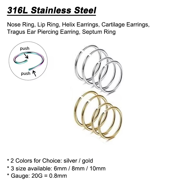 Lote de 6 Anillos Hipoalergéni - Body Jewelry Nose Studs reseña y precio
